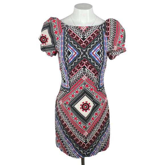 FARM Rio Dresses & Skirts - FARM RIO Aztec Print Puff Sleeve Dress Sz Small
